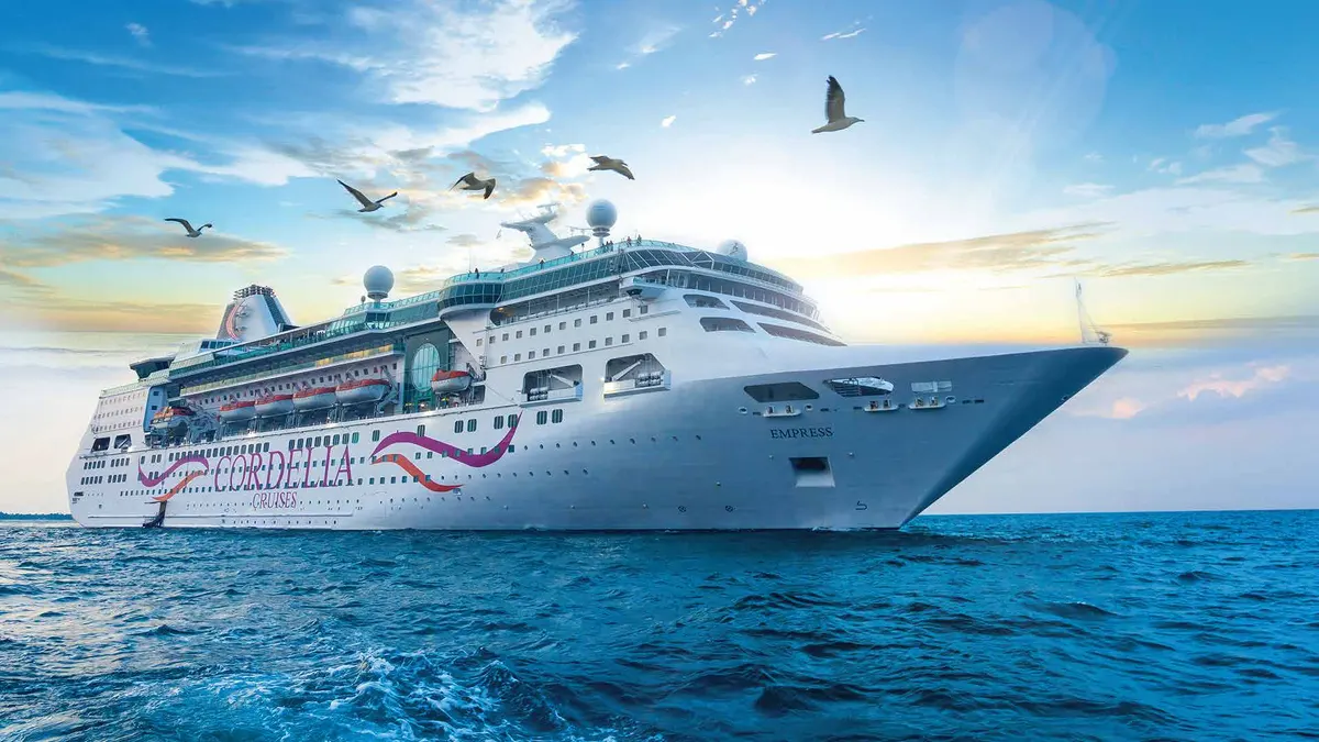 Cordelia cruise ship sailing on a blue sea